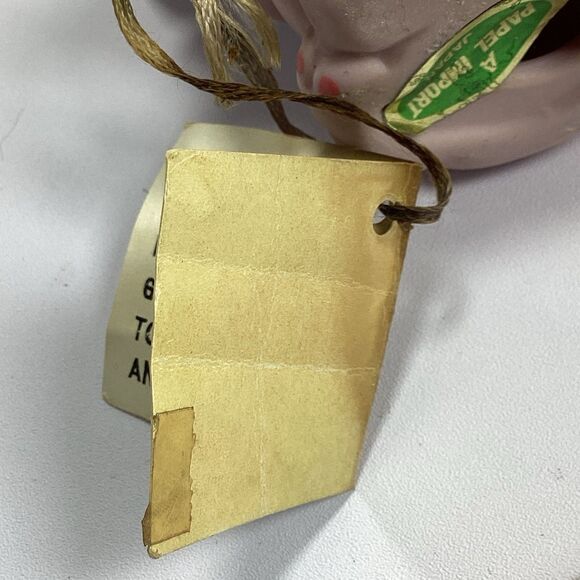 Vtg Papel Japan Pink Elephant Figure Ceramic With Tag Pinky Says Rings Luck - Picture 11 of 11